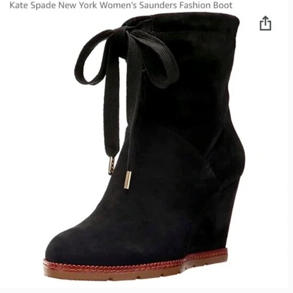Kate Spade Saunders Suede Wedge Ankle Boots - Picture 9 of 9